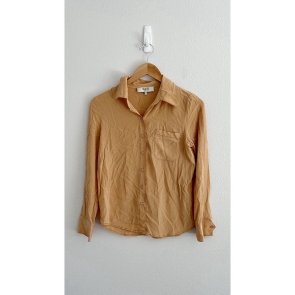 Sea New York Pastel Orange Silk Button Front Button Front Blouse 0 - Picture 1 of 9
